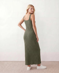 Opal | Low Back Fitted Ribbed Maxi Dress