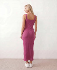 Opal | Low Back Fitted Ribbed Maxi Dress