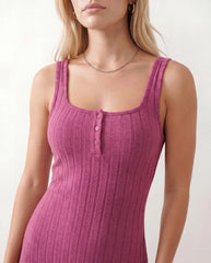 Opal | Low Back Fitted Ribbed Maxi Dress