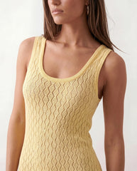 Clio Openwork Fitted Maxi Dress with Tank Straps