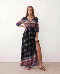 Lana V-Neck Button-Front Maxi Dress
