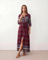 Lana V-Neck Button-Front Maxi Dress