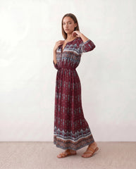 Lana V-Neck Button-Front Maxi Dress