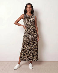 Leopard Side Slit Midi Dress
