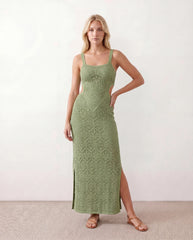 Aster Square Neck Fitted Maxi Dress