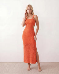 Aster Square Neck Fitted Maxi Dress