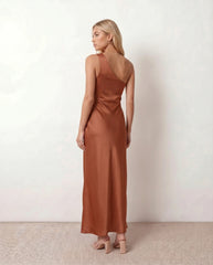 Aura Low Back Glossy Maxi Dress