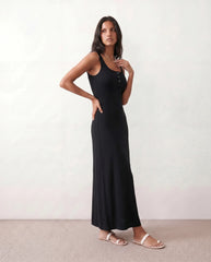 Cleo Ribbed Button-Front Maxi Dress