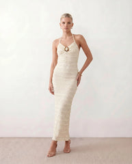 Rosalia Halter V-Neck Maxi Dress