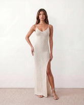 Flora Openwork Spaghetti Strap Maxi Dress with Side Slit