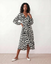 Rosa Animal Print Wrap Midi Dress with Front Slit