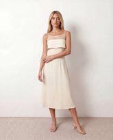 Sheer Ruffle A-Line Midi Dress