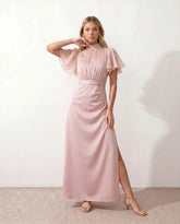 Zoe Open Back Glossy Maxi Dress