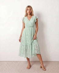 Floral Tiered Wrap Midi Dress