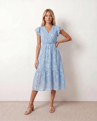 Floral Tiered Wrap Midi Dress