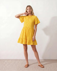 Polka Dot Ruffle Mock Neck Mini dress