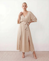 Rhea V-Neck Open Back Maxi Dress