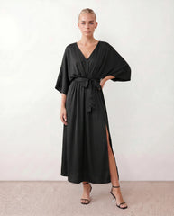 Rhea V-Neck Open Back Maxi Dress