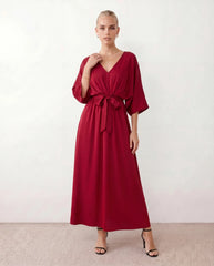 Rhea V-Neck Open Back Maxi Dress