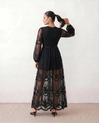 Zia Plunge Neck Lace-Up Maxi Dress