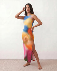 Calia Abstract Print Side Slit Maxi Dress