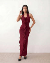 Isla Halter V-Neck Maxi Dress