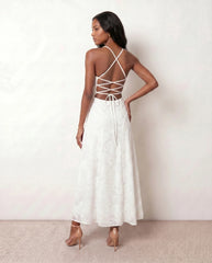Haven | Lace-Up Spaghetti Strap Maxi Dress