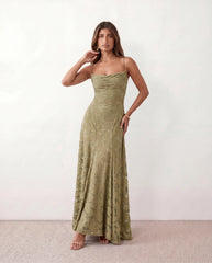 Dahlia Mermaid Spaghetti Strap Maxi Dress with Lace-Up Back
