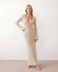 Calixta Plunge Neck Low Back Maxi Dress