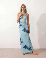 Aria | Halter Cowl Neck Maxi Dress