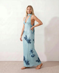 Aria | Halter Cowl Neck Maxi Dress