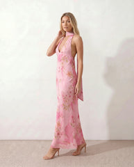 Aria | Halter Cowl Neck Maxi Dress