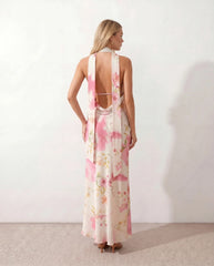 Aria | Halter Cowl Neck Maxi Dress