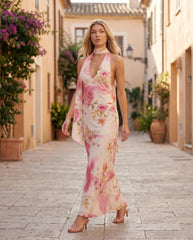 Aria | Halter Cowl Neck Maxi Dress