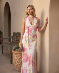 Aria | Halter Cowl Neck Maxi Dress