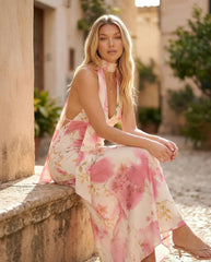 Aria | Halter Cowl Neck Maxi Dress