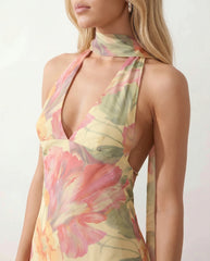 Aria | Halter Cowl Neck Maxi Dress