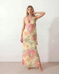 Aria | Halter Cowl Neck Maxi Dress
