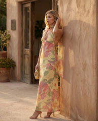 Aria | Halter Cowl Neck Maxi Dress