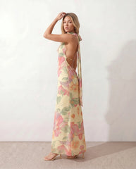 Aria | Halter Cowl Neck Maxi Dress