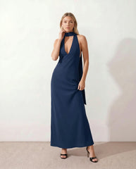 Aria | Halter Cowl Neck Maxi Dress