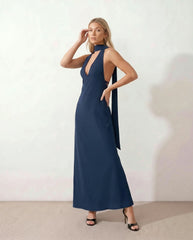 Aria | Halter Cowl Neck Maxi Dress