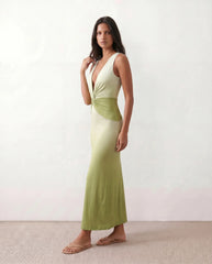 Ariana Plunge Neck Fitted Maxi Dress