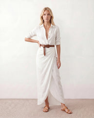 V-Neck Button-Front Maxi Dress (Evergreen)