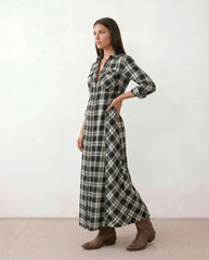 Tara | V-Neck Button-Front Maxi Dress
