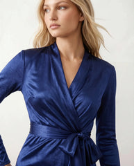 Cordula Wrap Glossy Maxi Dress