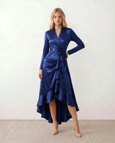 Cordula Wrap Glossy Maxi Dress