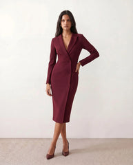 Blazer Button-Front Midi Dress