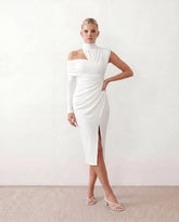 Felisa Asymmetric Neck Open Back Midi Dress