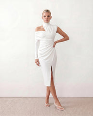 Felisa Asymmetric Neck Open Back Midi Dress